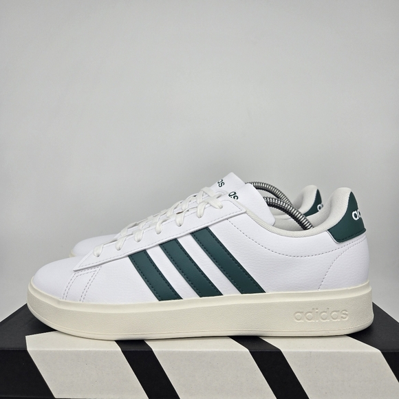 Adidas Men\'s Grand Court 2.0 \'Cloud White Collegiate Green\' Shoes JR2224 Size 9